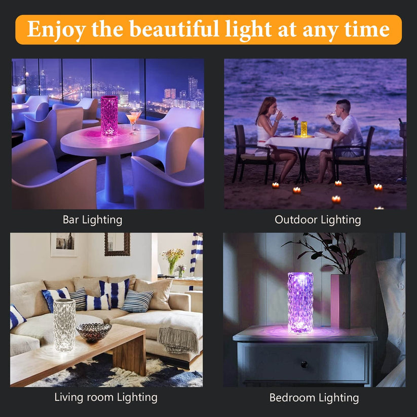 Crystal Lamp Humidifier,Cool Mist humidifier with 7 Color's Touch Control Night light Noiless Humidifier For Home, office,yoga with Auto-off Protection