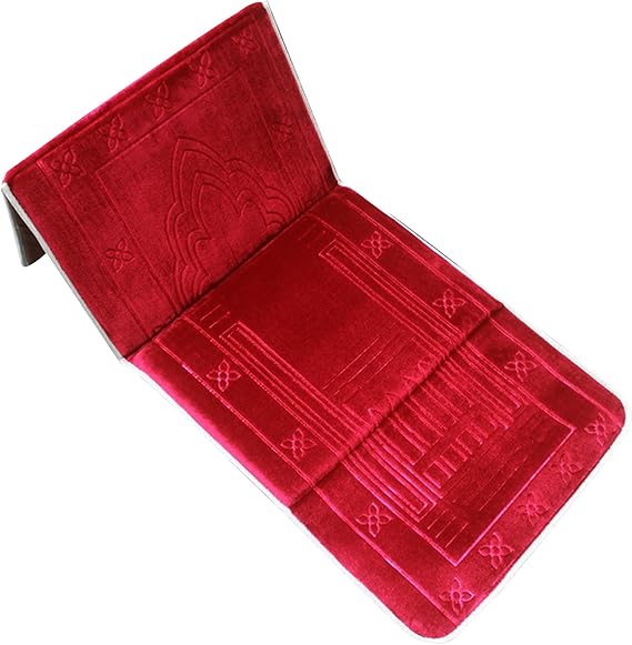 NIDONE Islamic Prayer Rugs Prayer Rug, Padded Prayer Mat, 22X43'' Travel Foldable Prayer Mat With Back Rest ＆ Carrying Handle, Cushioned Islamic Prayer Rugs For Salah Ramadan Eid Gifts Dark Green