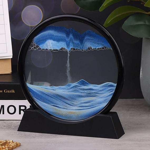 3D Moving Sand Art Desk Lamp, Sand Lamp, Flowing Sand Painting Night Light, Creative Sand Art Liquid Motion Living Room Bedroom&nbsp;Aesthetic&nbsp;Table Lamp